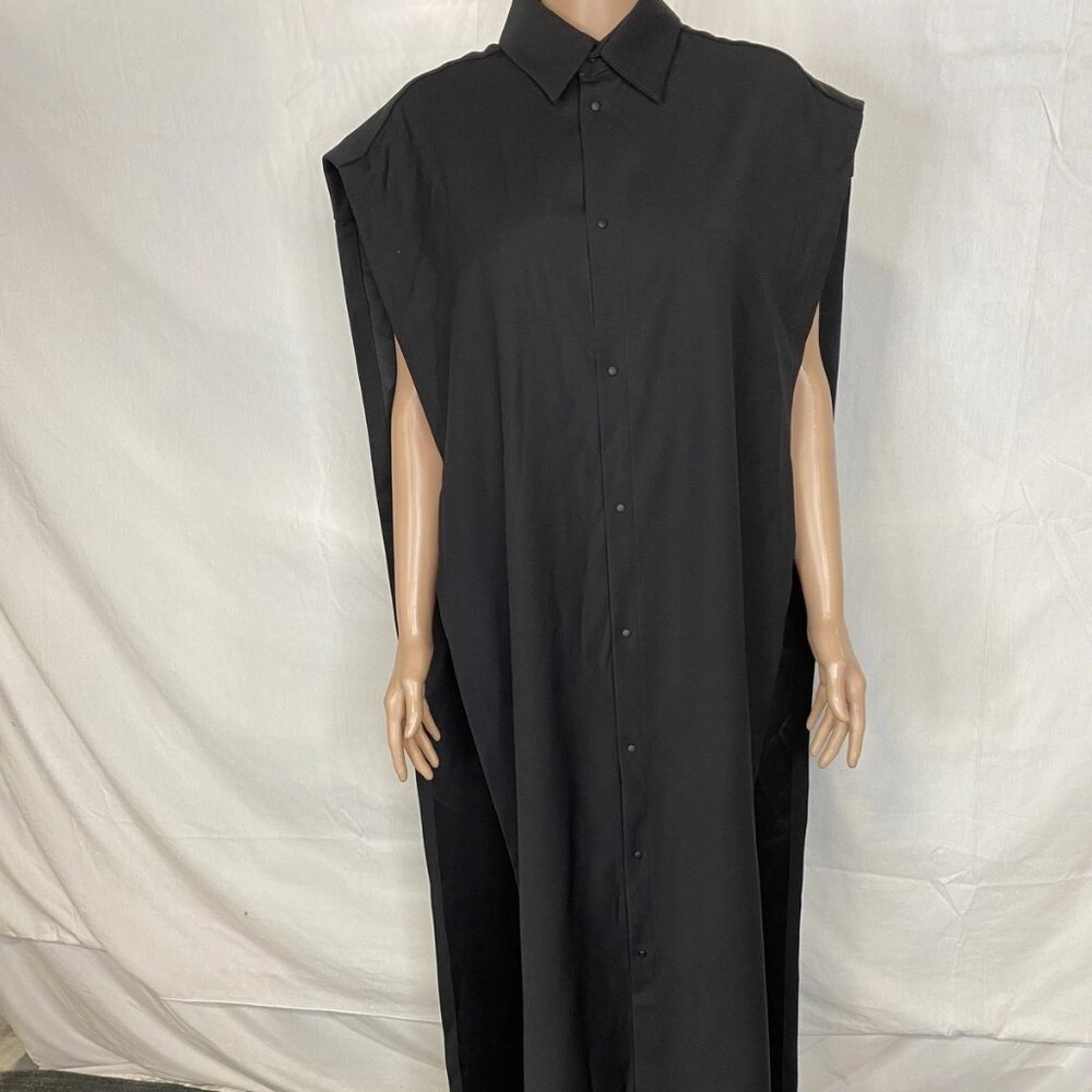 NEW FLORIAN WOWRETZKO Unisex Long Open-Side Shirt Dress – Black – Size M